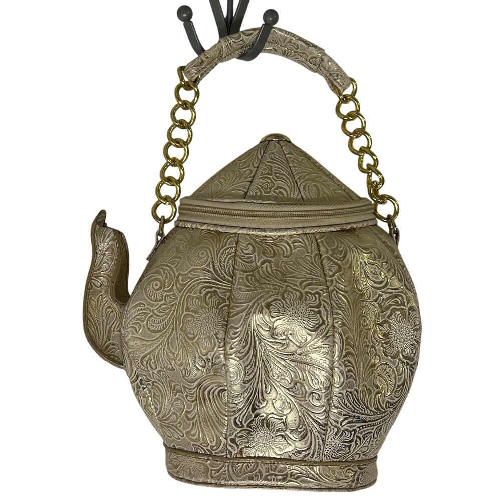 Gold Teapot Purse‎ Handbag With Chain Mrs Potts Disney Tea Party Feminine